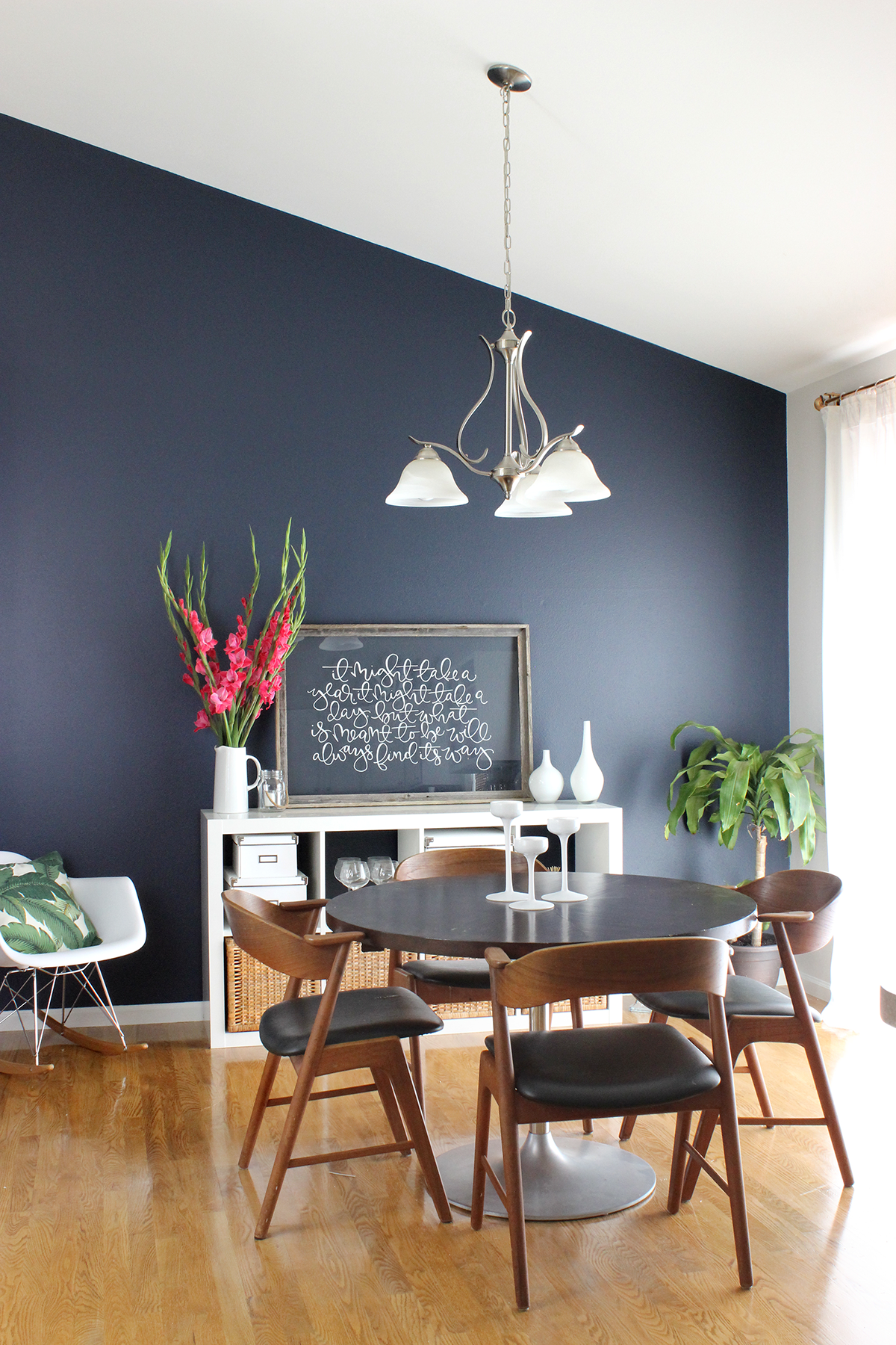 Dining Room Makeover Saffron Avenue, Navy Accent Wall Dining Room Table