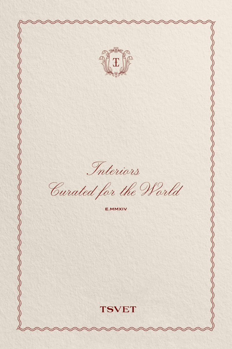 Luxury interior design brand identity for TSVET featuring refined typography and classic materials
