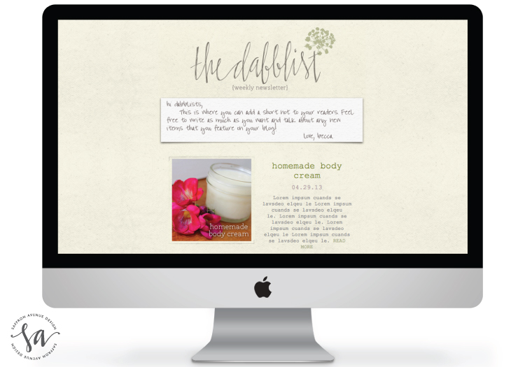 The Dabblist Newsletter Design - Saffron Avenue