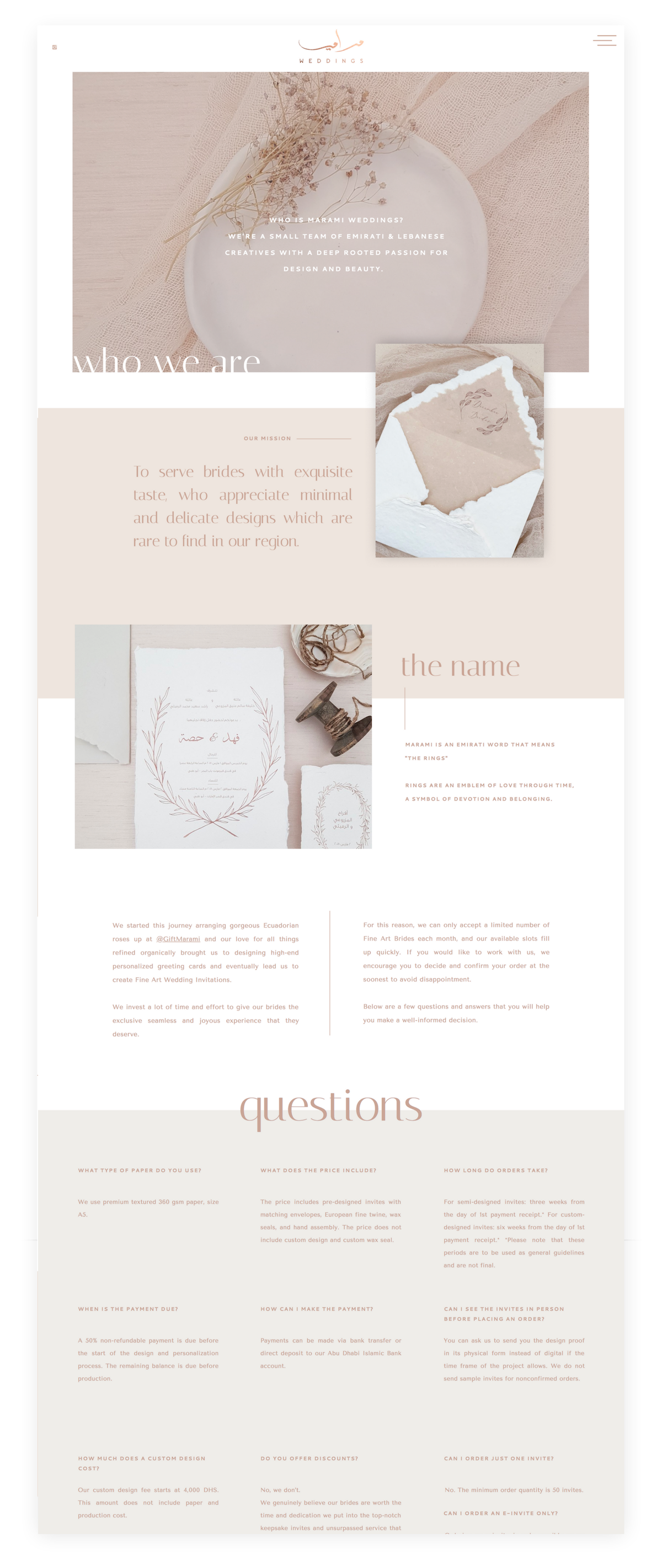 Wedding stationery website template design