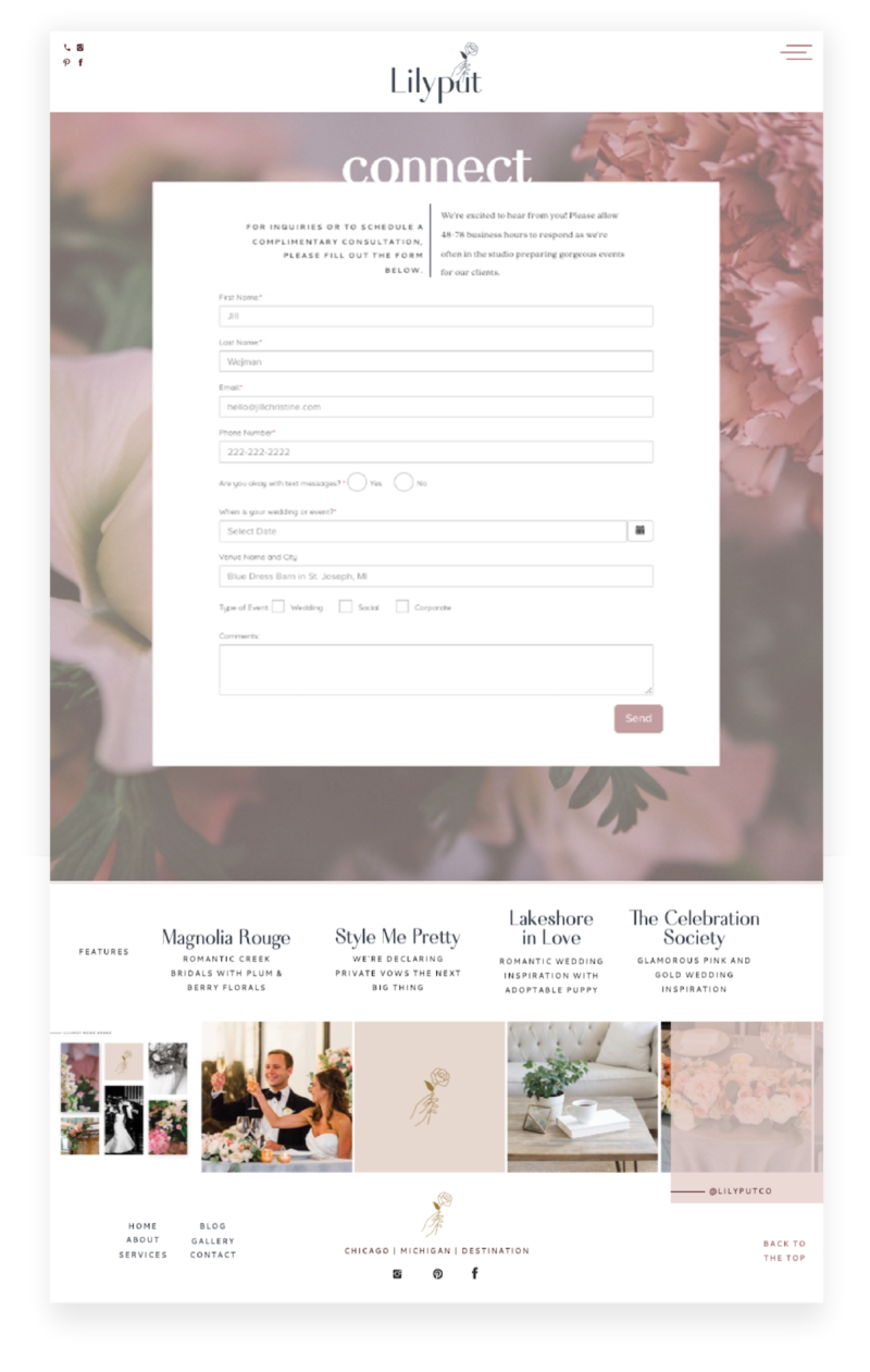 A Boutique Event & Floral Design Studio Website Template