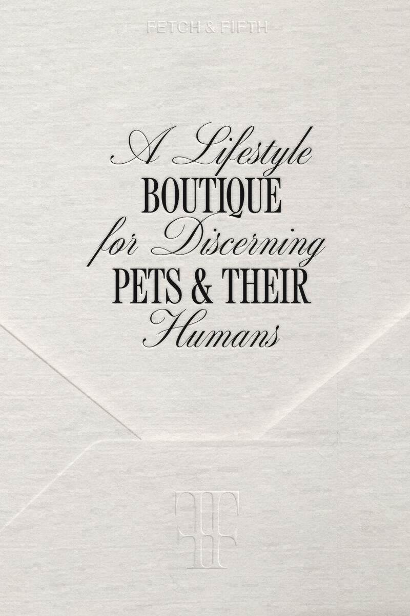 Branded stationery design created by brand identity designer for Fetch & Fifth luxury pet boutique
