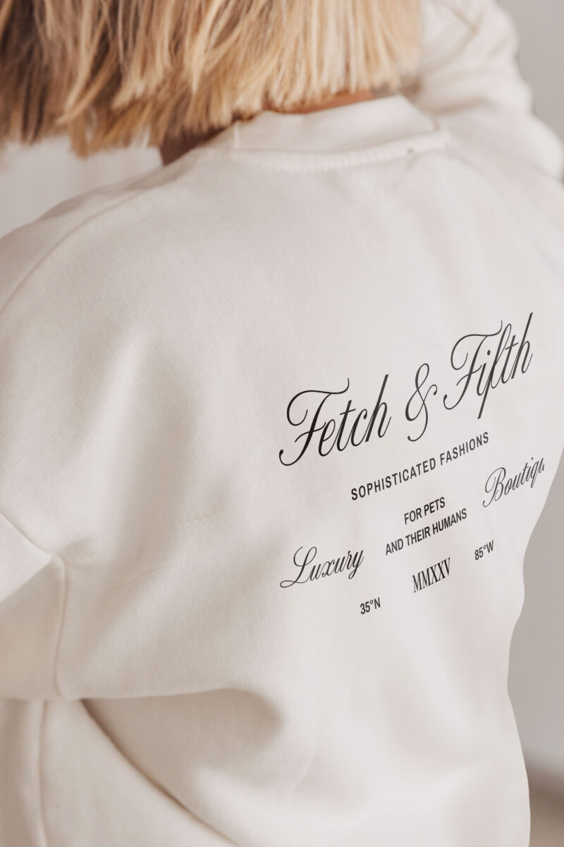Branded apparel design by brand identity designer for Fetch & Fifth luxury pet brand
