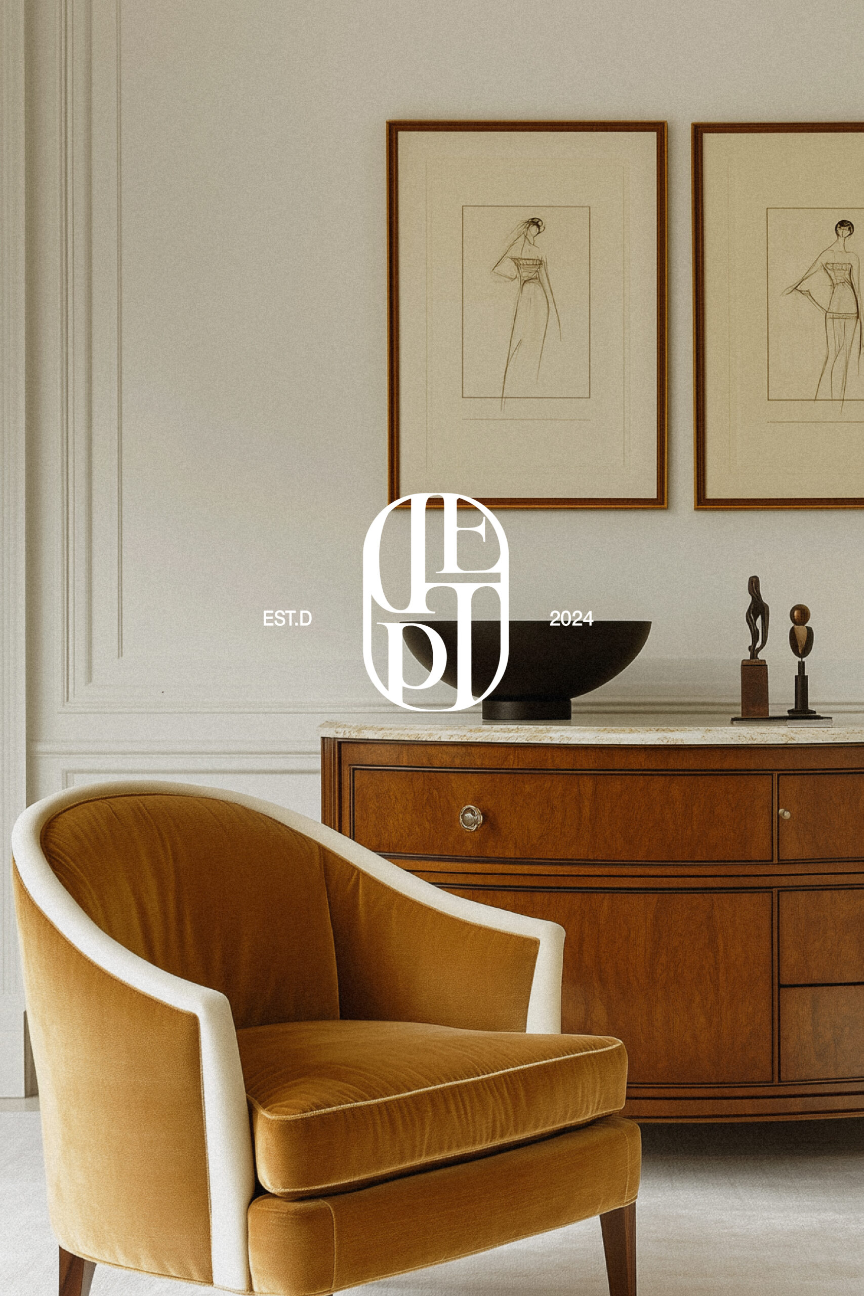 Elegant brand identity design with neutral color palette
